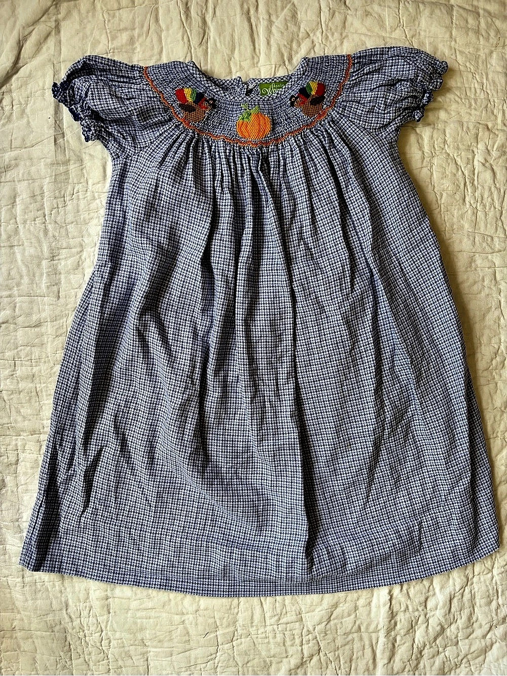 Classic Whimsy Colorful Turkey Smocked Plaid Dress 4T